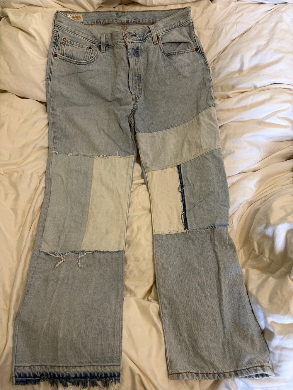 Levi's Patchwork Light Wash Straight Leg Jeans